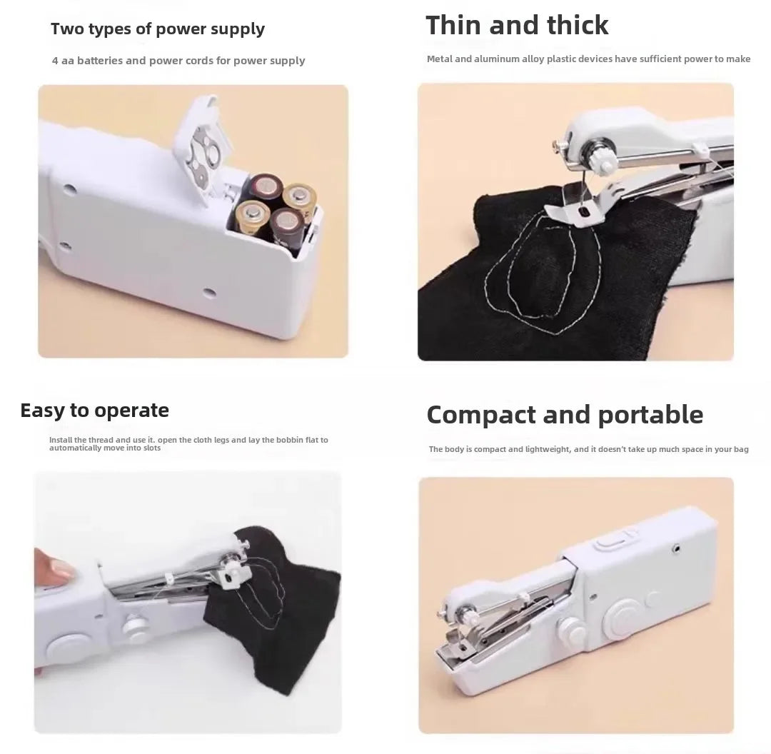 Handheld Rope-free Electric & Manual Sewing Machine Quick Build DIY Apparel Supplies for Arts Crafts Home Garden Embroidery
