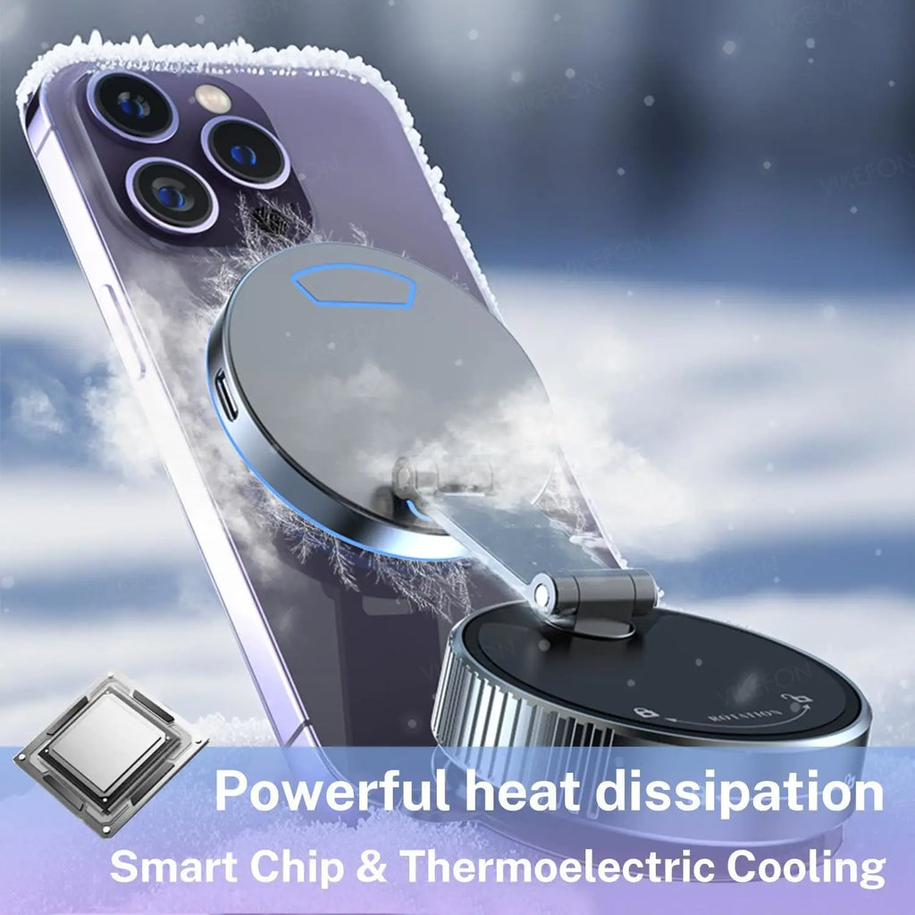 Cooling Wireless Charger Car Phone Holder with Breathing RGB Light Magnetic Suction Cellphone Bracket  for iPhone 12/13/14/15/16