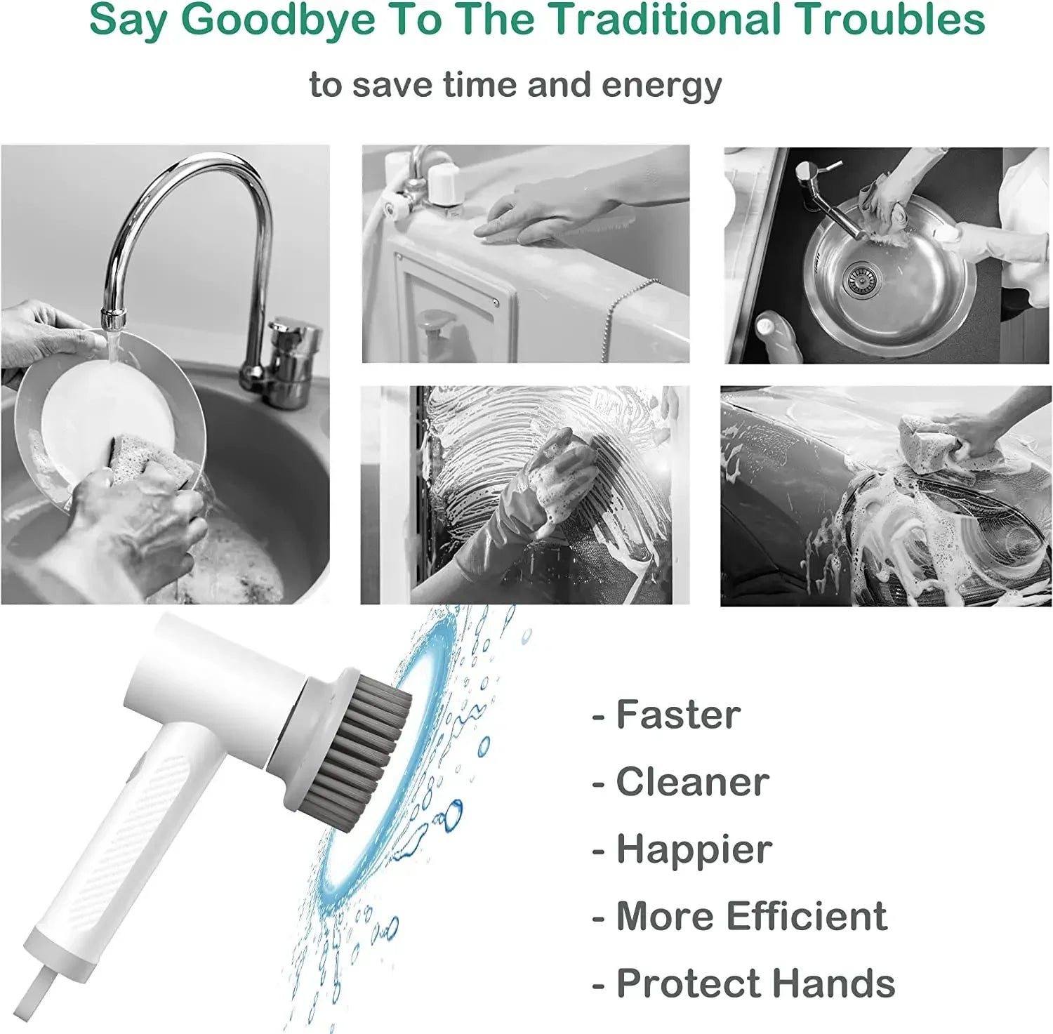 Household Cleaning Brush Kitchen Gadgets Cleaning Products for Home Wireless Clean Brush Home Gadgets Electric Spin Scrubber