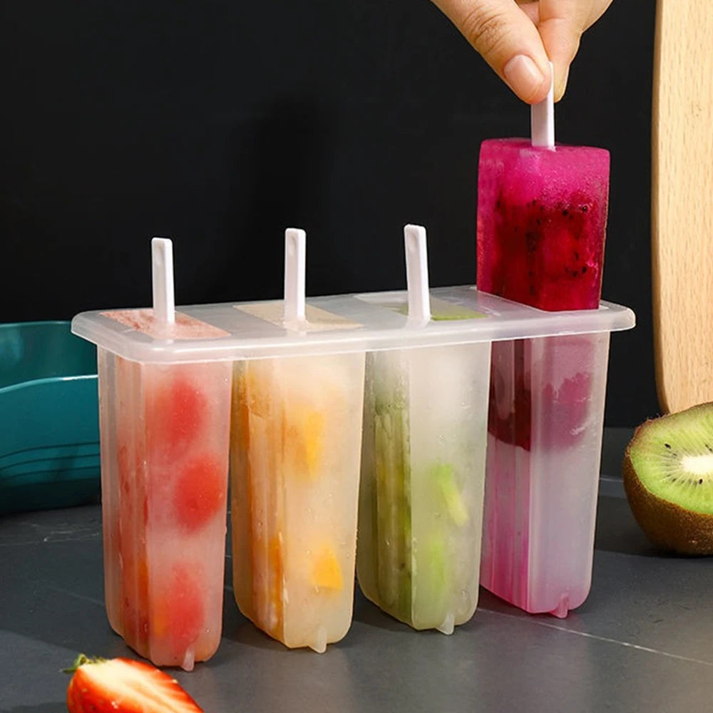4 Even Old Popsicle Molds With Lids Household Childrens Cute Popsicle Ice Cream Mold Diy Homemade Ice Cream Ice Cream Mold