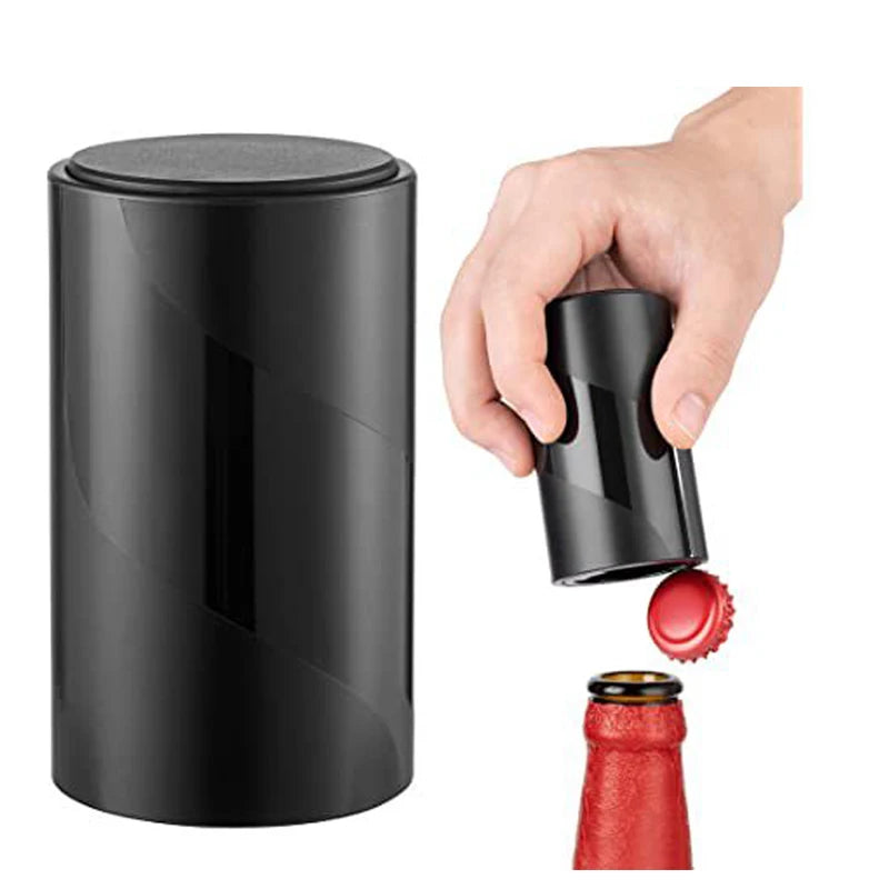 Portable Magnet-Automatic Beer Bottle Opener with Cap Catcher Picnic Camping Barbecue Travel, No Damage to Bottle Cap