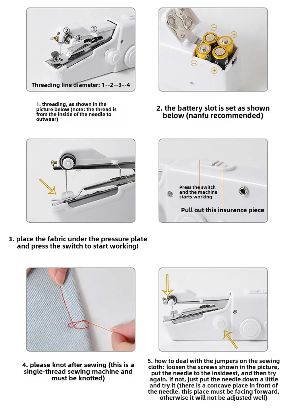 Handheld Rope-free Electric & Manual Sewing Machine Quick Build DIY Apparel Supplies for Arts Crafts Home Garden Embroidery