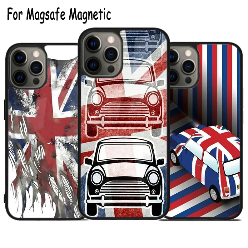 Classic Union Jack Wireless Charge Phone Case For iPhone 17 Air 15 16 16e 14 13 11 12 Pro Max Plus Magsafe Magnetic Bumper Cover