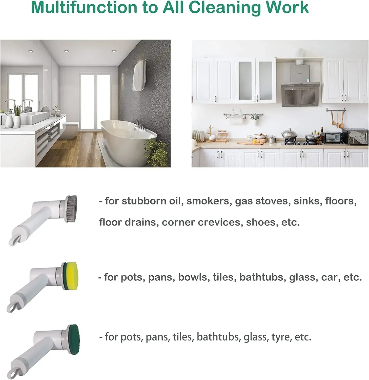 Household Cleaning Brush Kitchen Gadgets Cleaning Products for Home Wireless Clean Brush Home Gadgets Electric Spin Scrubber