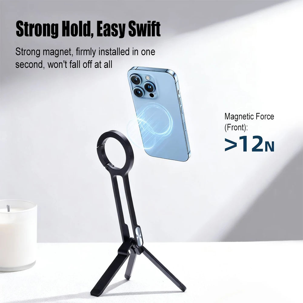 Mobile Phone Tripod Carabiner Mount For iPhone 14 15 16 17 Pro Max Dual-sided Magnetic Desktop Mount Phone Handle Holder Stand