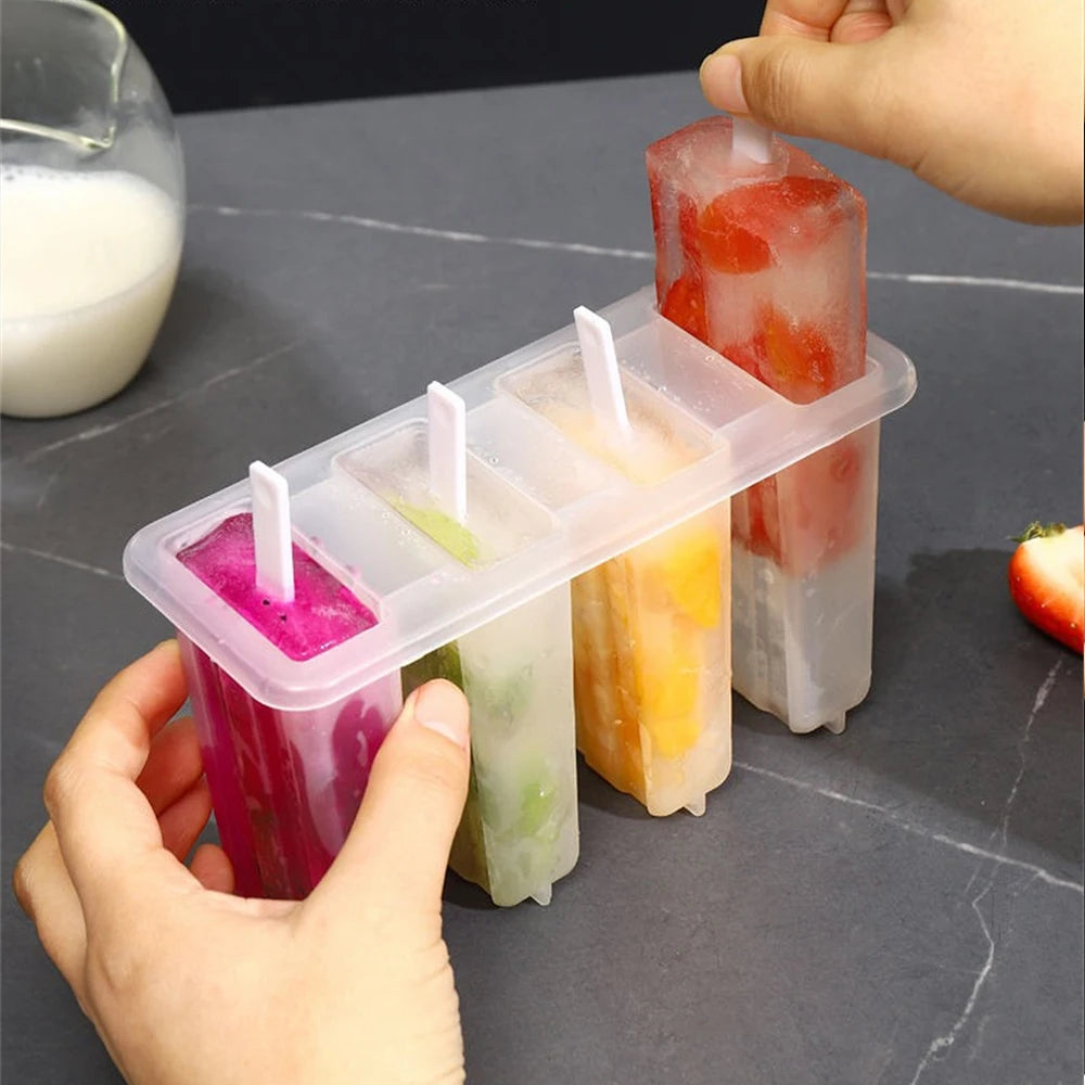 4 Even Old Popsicle Molds With Lids Household Childrens Cute Popsicle Ice Cream Mold Diy Homemade Ice Cream Ice Cream Mold