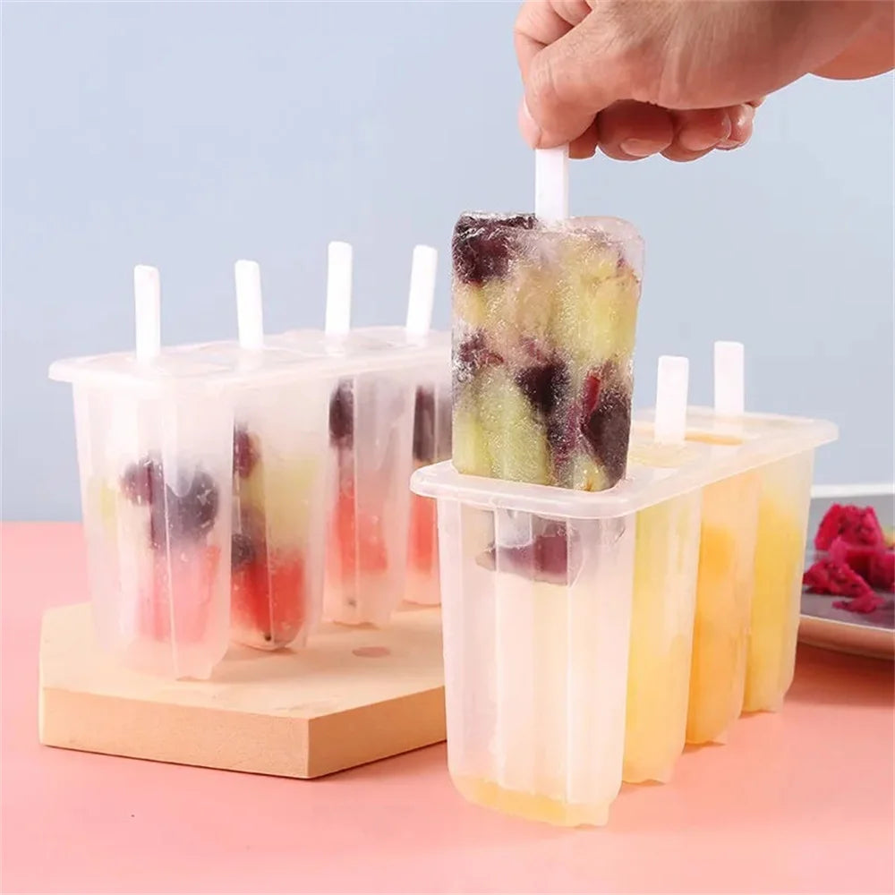 4 Even Old Popsicle Molds With Lids Household Childrens Cute Popsicle Ice Cream Mold Diy Homemade Ice Cream Ice Cream Mold